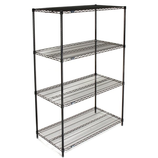 Nexel Wire Shelving, Black Epoxy, 42W X 24D X 63H 24426B